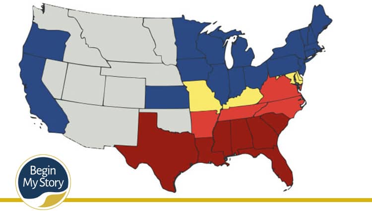 Civil War North and South Map